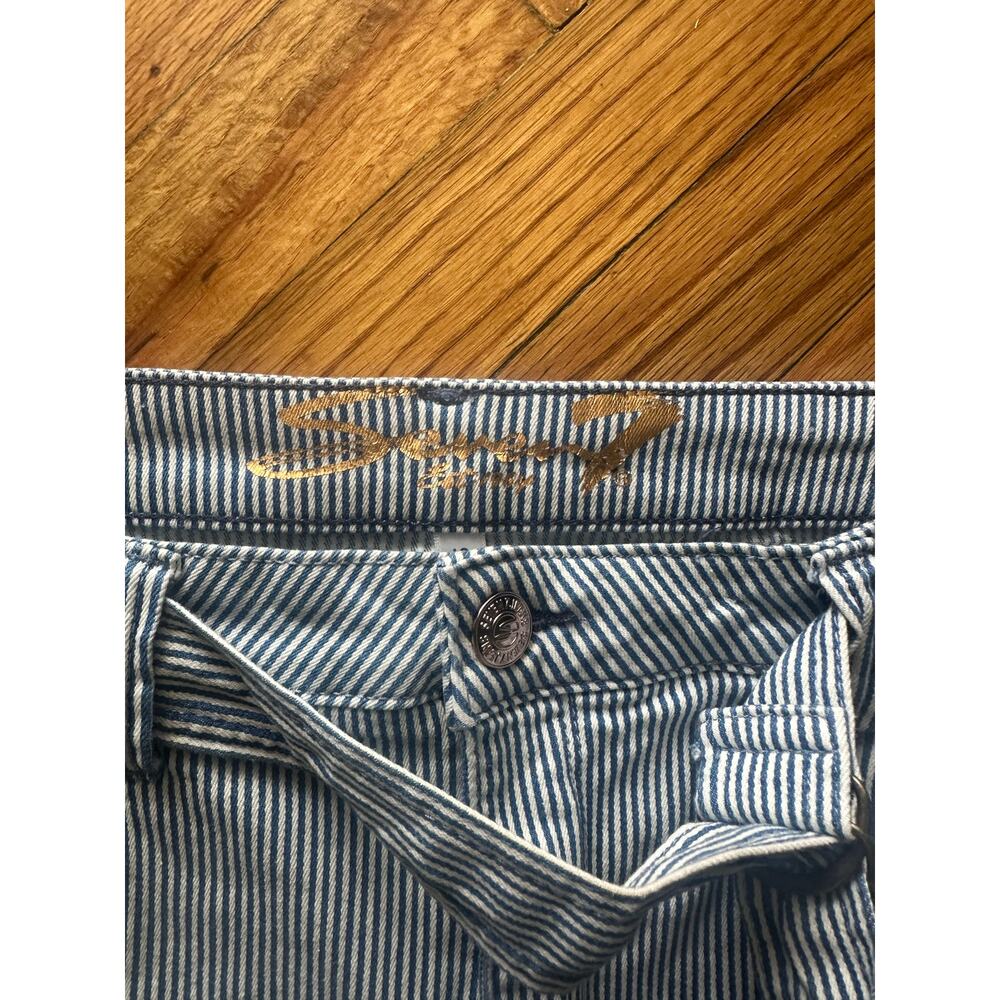 Seven7 Blue & White Striped Denim Mini Skirt – Size 18 - Picture 3 of 10